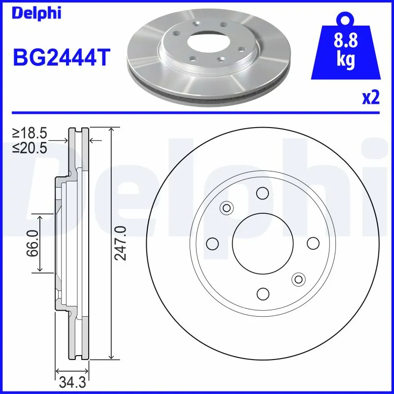 DELPHI féktárcsa - BG2444T - TothCarparts