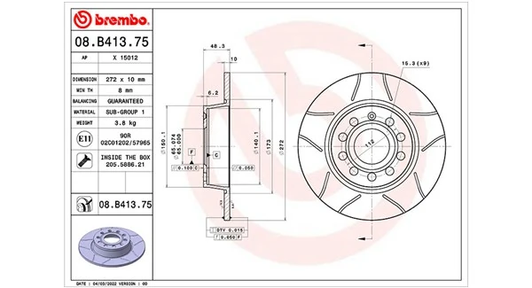MAGNETI MARELLI féktárcsa - 360406175205 - TothCarparts