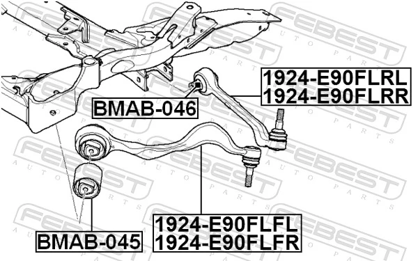 FEBEST lengőkar, kerékfelfüggesztés - 1924-E90FLFR - TothCarparts