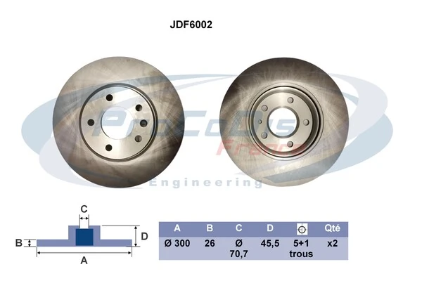 PROCODIS FRANCE féktárcsa - JDF6002 - TothCarparts