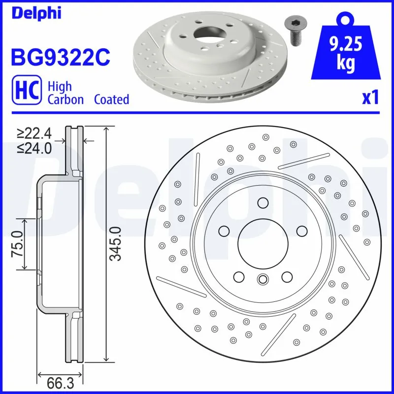DELPHI féktárcsa - BG9322C-18B1 - TothCarparts
