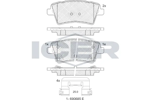 ICER fékbetétkészlet, tárcsafék - 182467 - TothCarparts