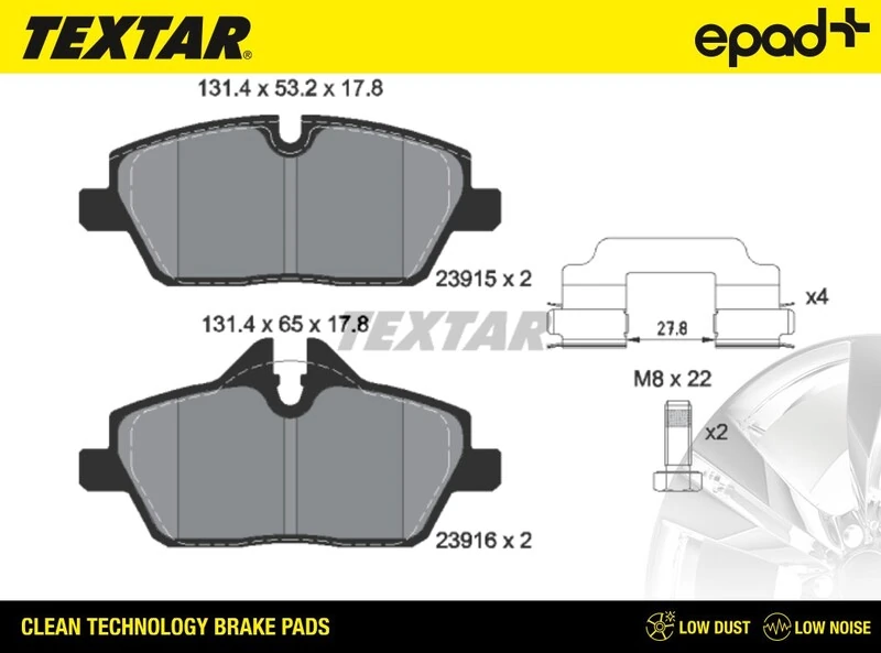 TEXTAR fékbetétkészlet, tárcsafék - 2391503CP - TothCarparts
