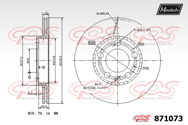 MAXTECH féktárcsa - 871073 - TothCarparts