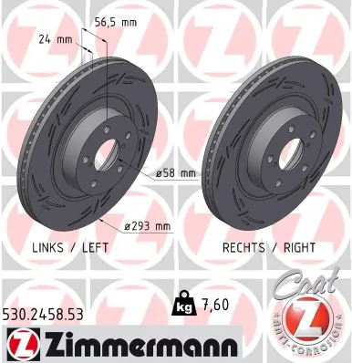 ZIMMERMANN féktárcsa - 530.2458.53 - TothCarparts