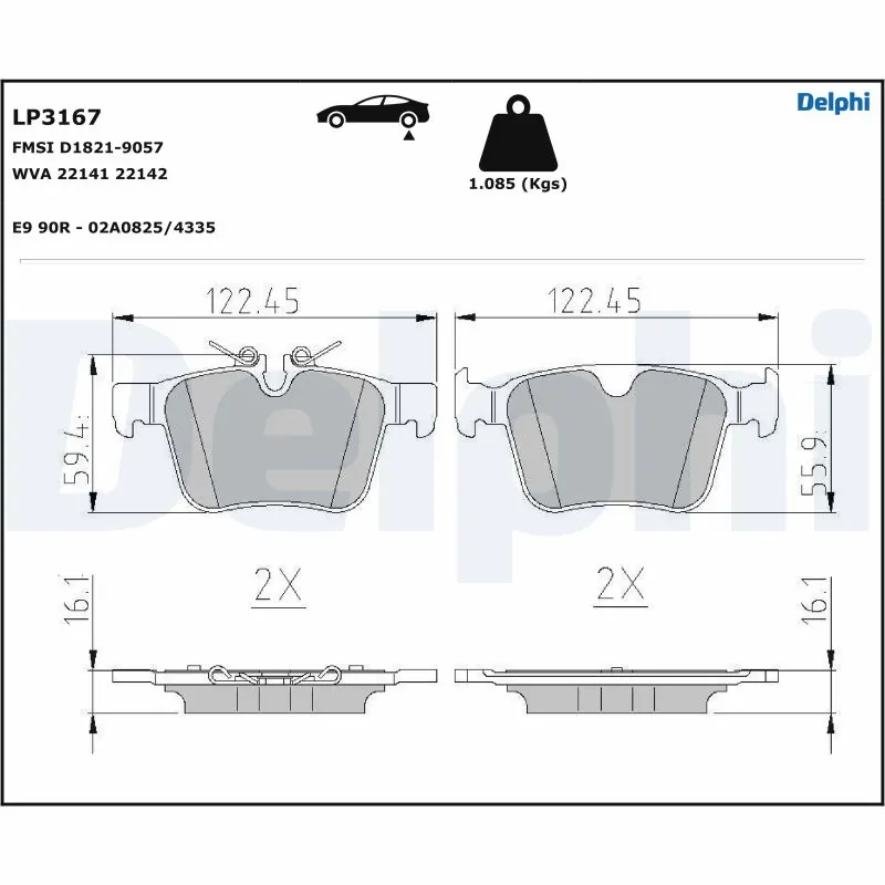 DELPHI fékbetétkészlet, tárcsafék - LP3167-17B1 - TothCarparts