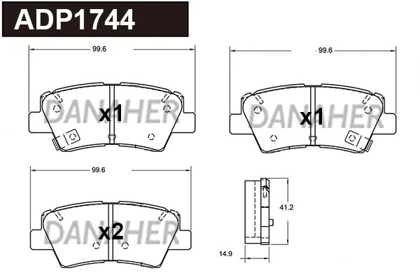 DANAHER fékbetétkészlet, tárcsafék - ADP1744 - TothCarparts