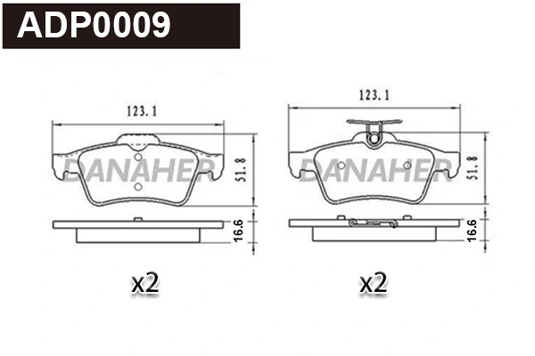 DANAHER fékbetétkészlet, tárcsafék - ADP0009 - TothCarparts