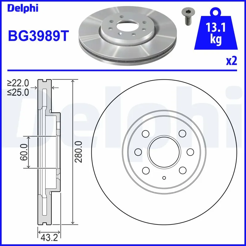 DELPHI féktárcsa - BG3989T - TothCarparts