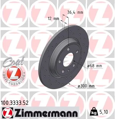 ZIMMERMANN féktárcsa - 100.3333.52 - TothCarparts