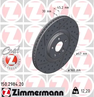 ZIMMERMANN féktárcsa - 150.2984.20 - TothCarparts