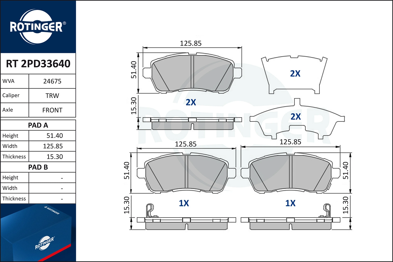 ROTINGER fékbetétkészlet, tárcsafék - RT 2PD33640 - TothCarparts