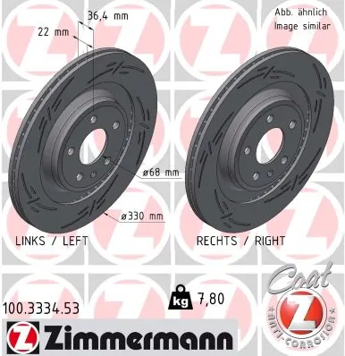 ZIMMERMANN féktárcsa - 100.3334.53 - TothCarparts
