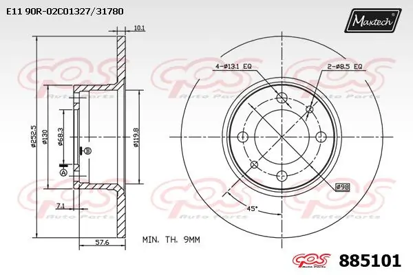 MAXTECH féktárcsa - 885101 - TothCarparts