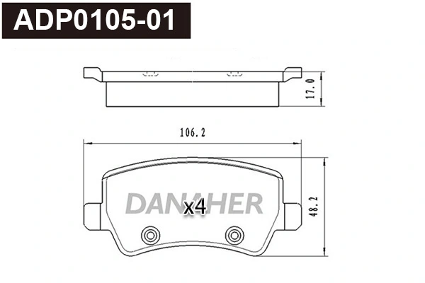 DANAHER fékbetétkészlet, tárcsafék - ADP0105-01 - TothCarparts