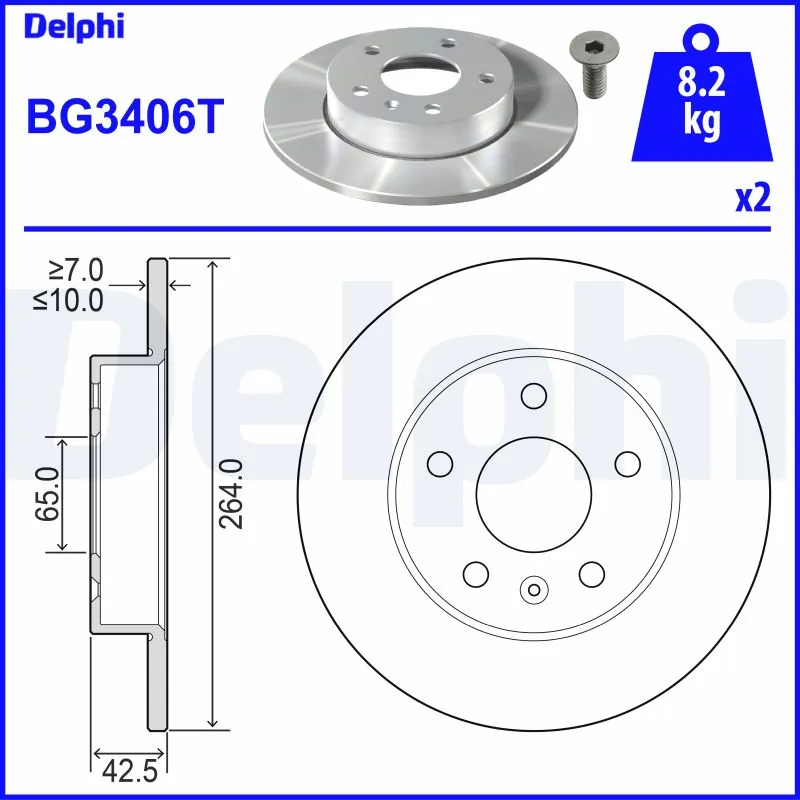 DELPHI féktárcsa - BG3406T - TothCarparts