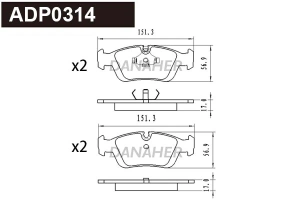 DANAHER fékbetétkészlet, tárcsafék - ADP0314 - TothCarparts