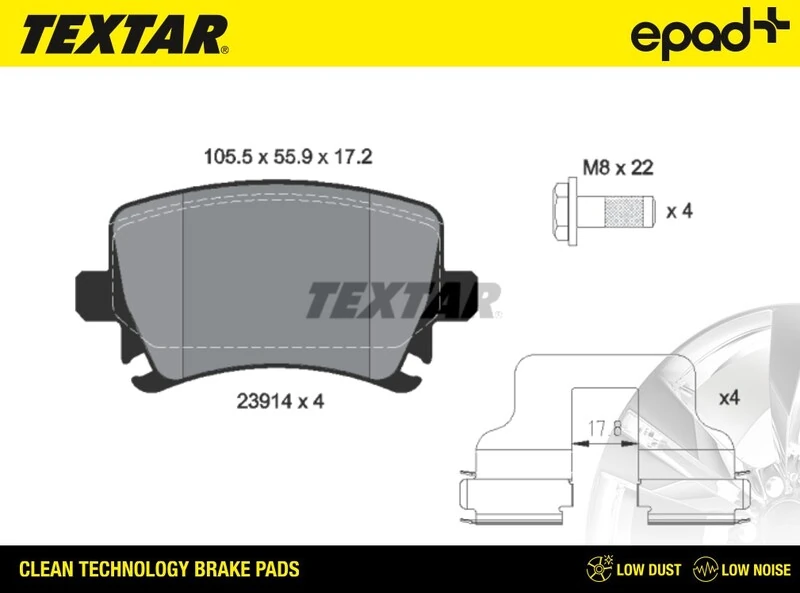 TEXTAR fékbetétkészlet, tárcsafék - 2391401CP - TothCarparts