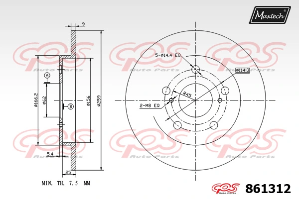 MAXTECH féktárcsa - 861312 - TothCarparts