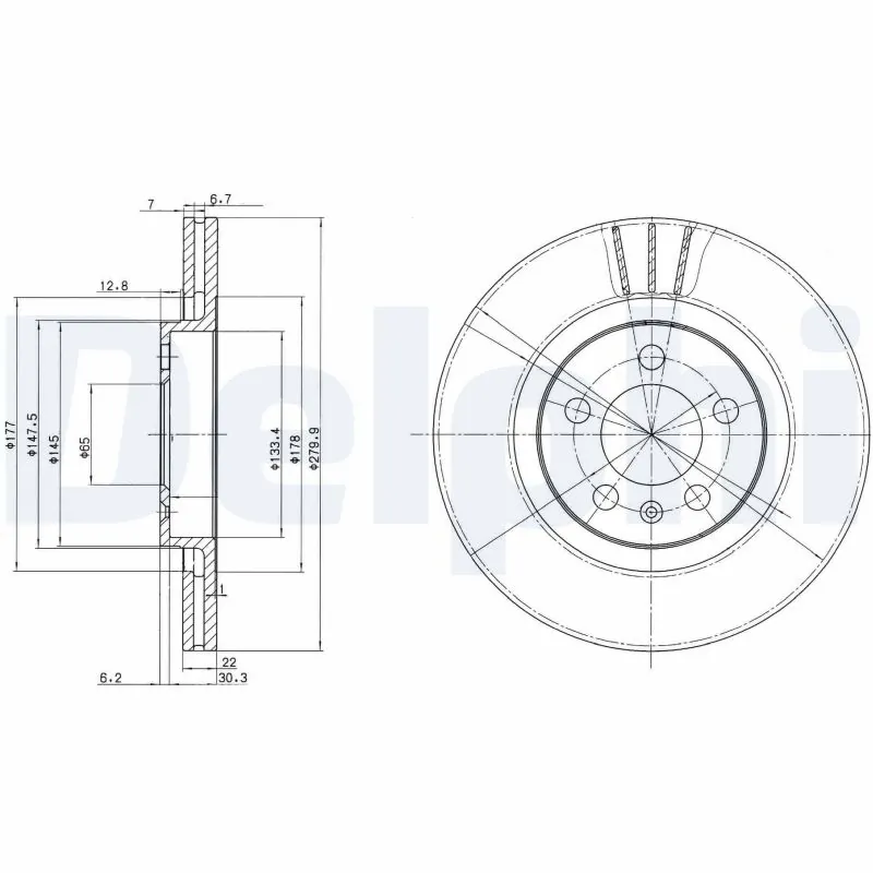 DELPHI féktárcsa - BG3036C-18B1 - TothCarparts