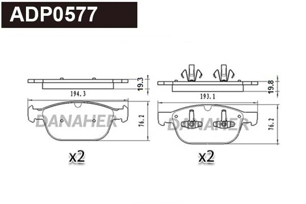 DANAHER fékbetétkészlet, tárcsafék - ADP0577 - TothCarparts