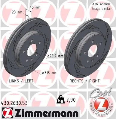 ZIMMERMANN féktárcsa - 430.2630.53 - TothCarparts