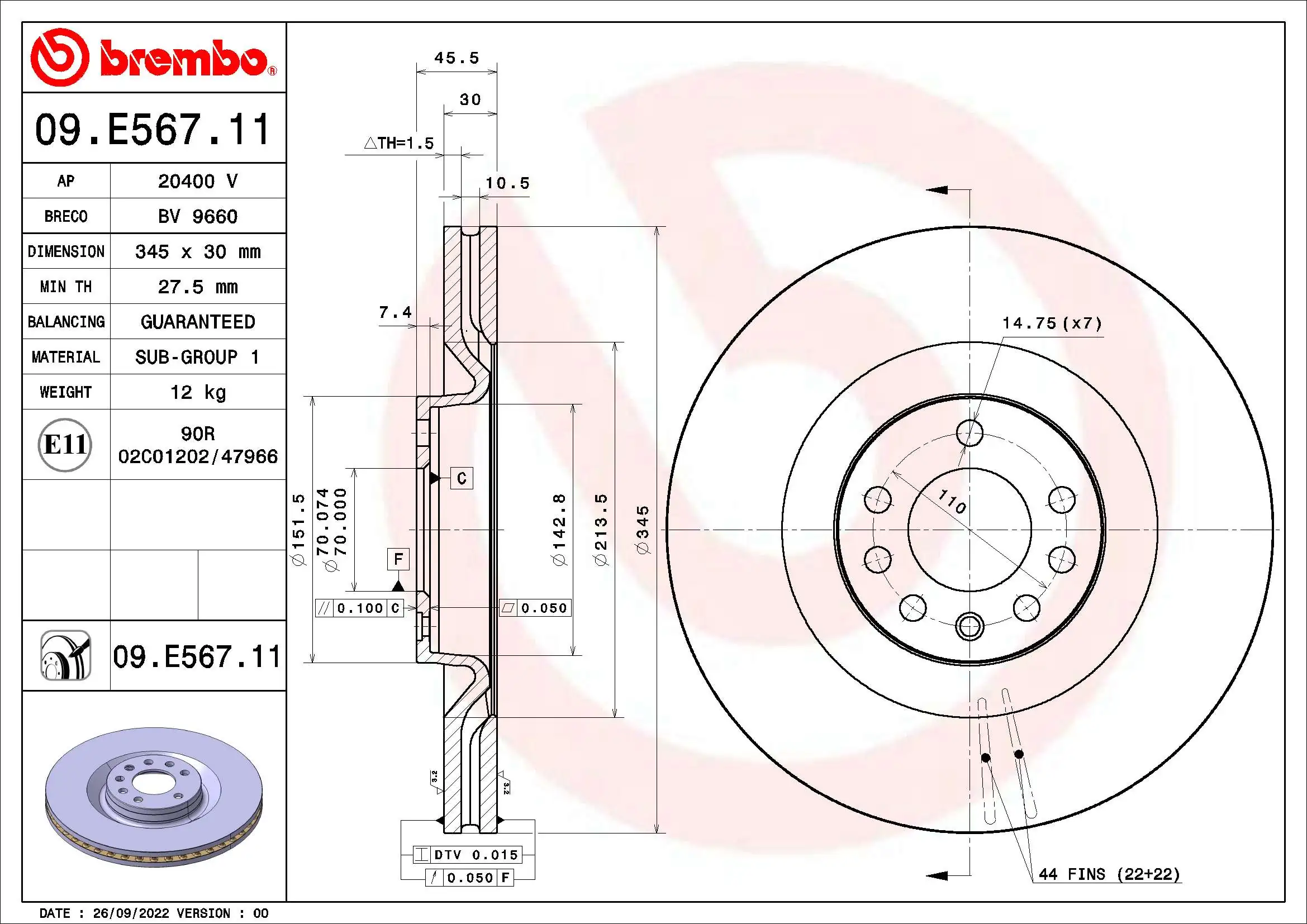 BRECO féktárcsa - BV 9660 - TothCarparts