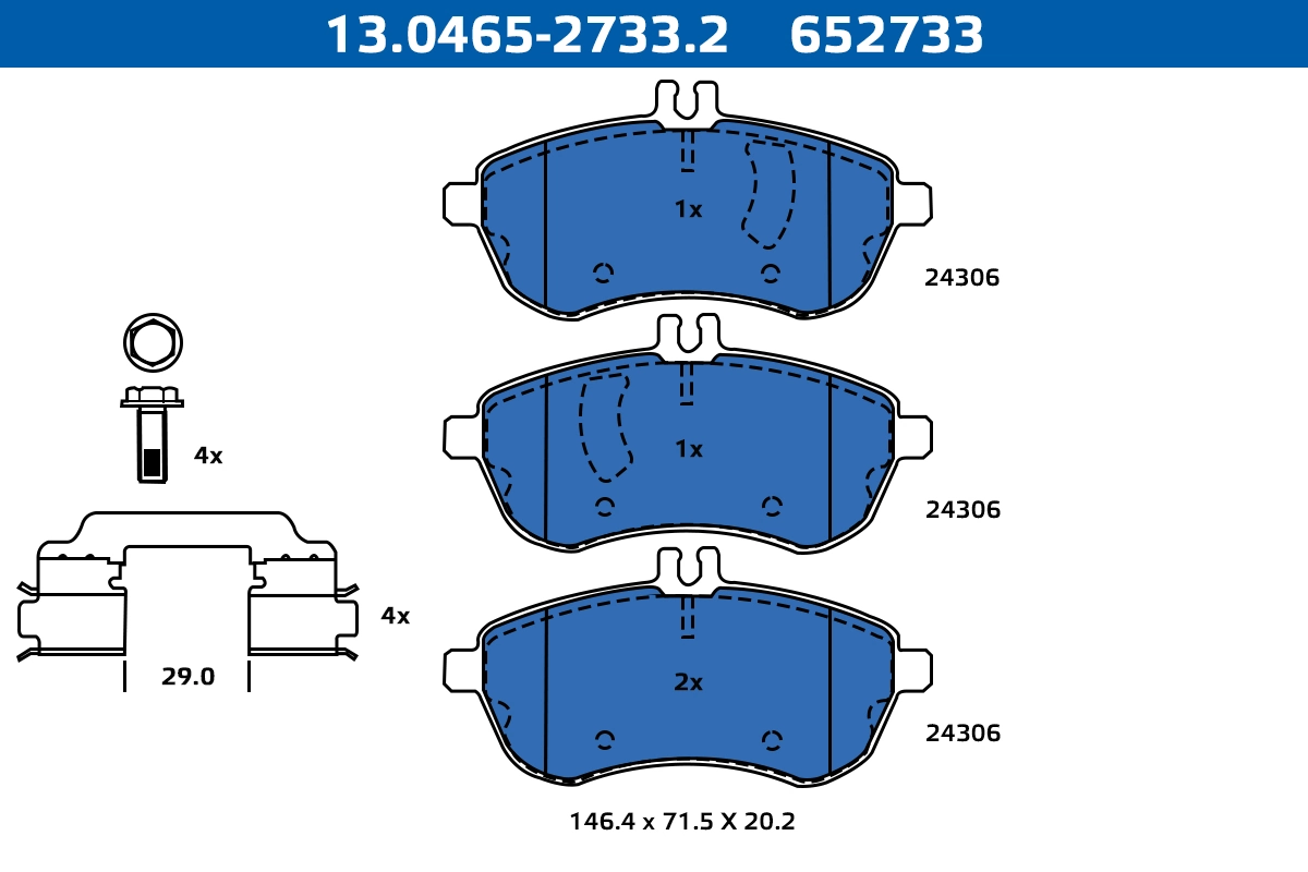 ATE-APAC fékbetétkészlet, tárcsafék - 13.0465-2733.2 - TothCarparts