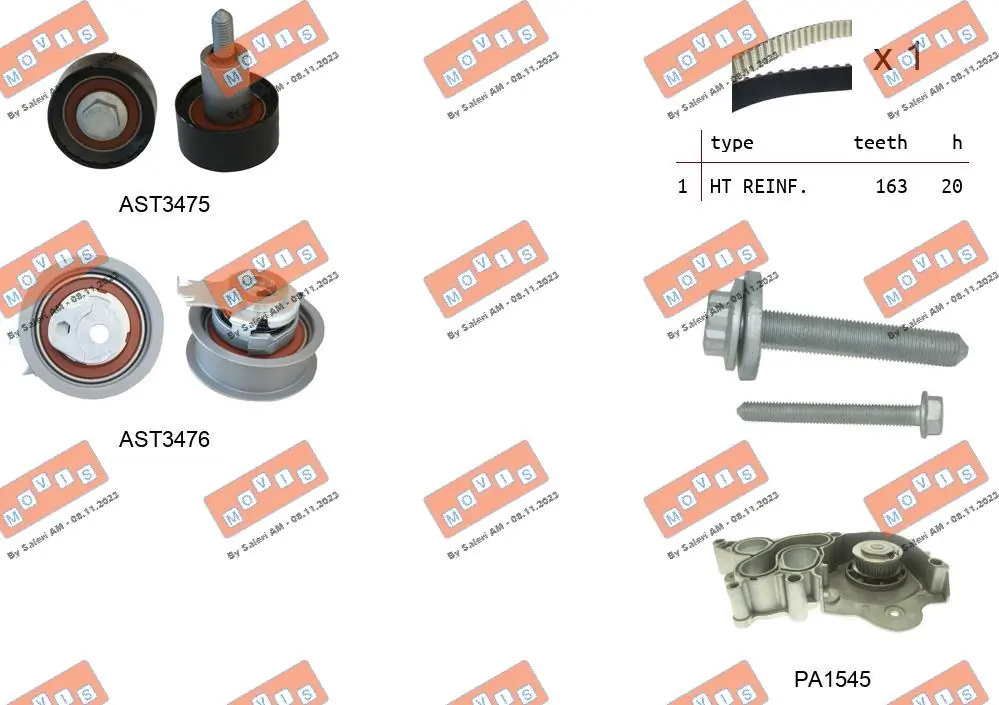 MOVIS Vízpumpa + fogasszíj készlet - ASTK1174PA2 - TothCarparts
