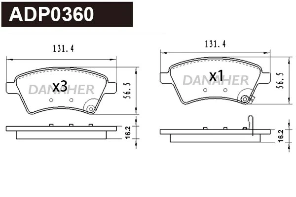 DANAHER fékbetétkészlet, tárcsafék - ADP0360 - TothCarparts