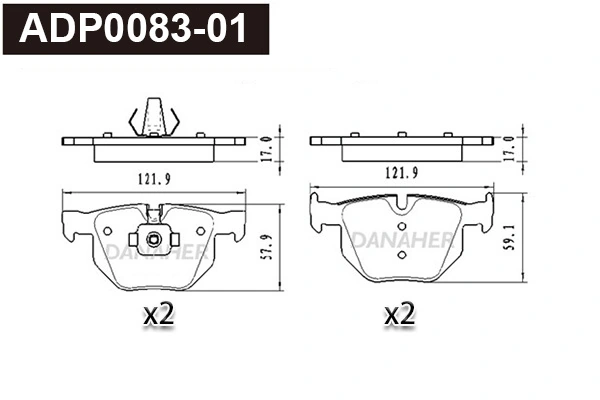 DANAHER fékbetétkészlet, tárcsafék - ADP0083-01 - TothCarparts