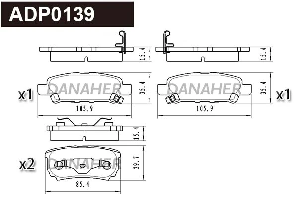 DANAHER fékbetétkészlet, tárcsafék - ADP0139 - TothCarparts