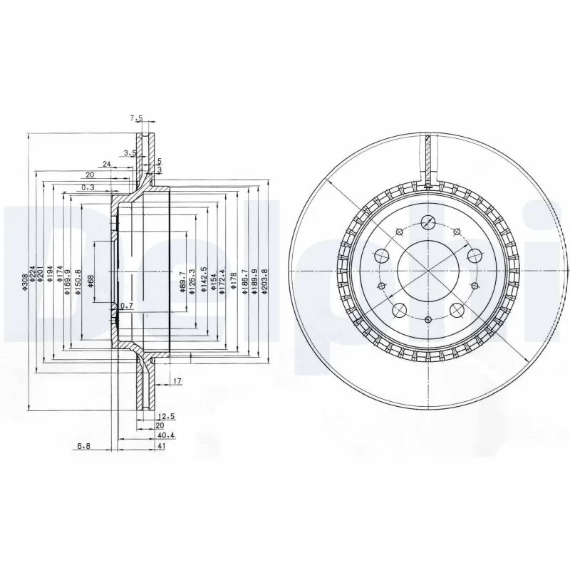 DELPHI féktárcsa - BG3782C-18B1 - TothCarparts