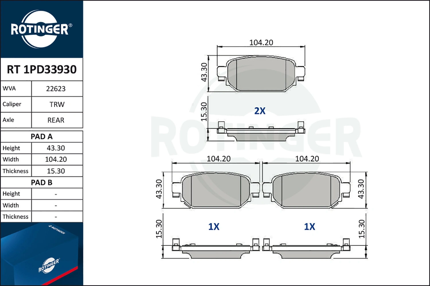 ROTINGER fékbetétkészlet, tárcsafék - RT 1PD33930 - TothCarparts