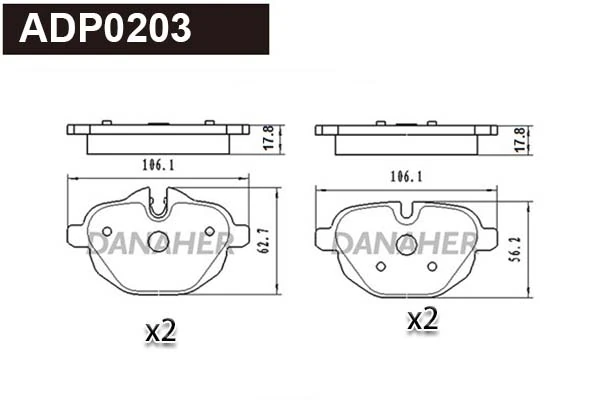 DANAHER fékbetétkészlet, tárcsafék - ADP0203 - TothCarparts