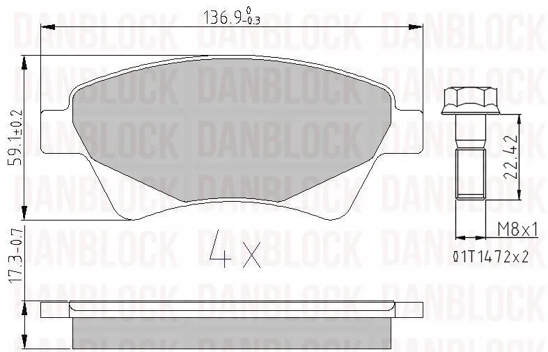 DANBLOCK fékbetétkészlet, tárcsafék - DB 510229 - TothCarparts
