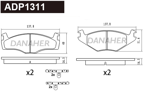 DANAHER fékbetétkészlet, tárcsafék - ADP1311 - TothCarparts