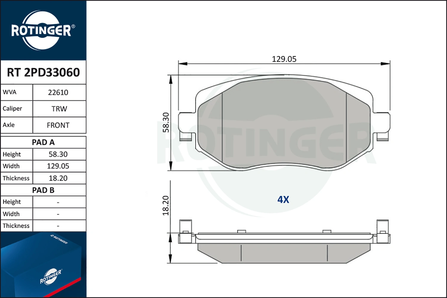 ROTINGER fékbetétkészlet, tárcsafék - RT 2PD33060 - TothCarparts