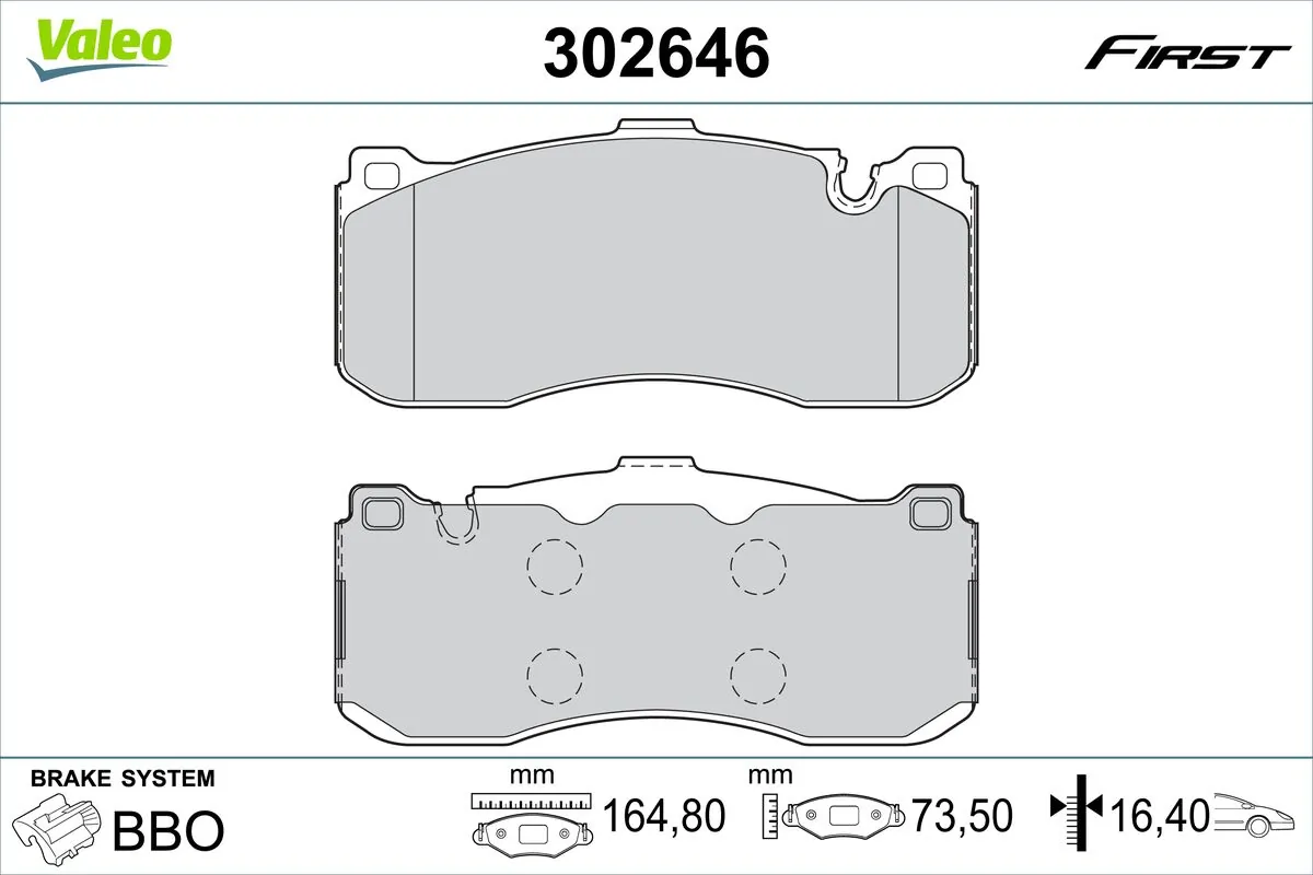 VALEO fékbetétkészlet, tárcsafék - 302646 - TothCarparts