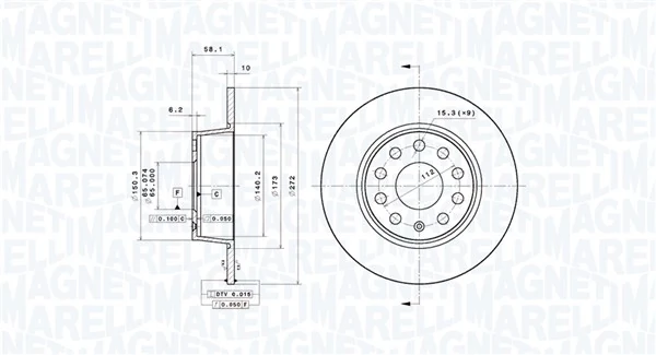 MAGNETI MARELLI féktárcsa - 360406186701 - TothCarparts