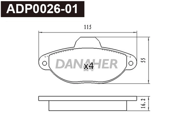 DANAHER fékbetétkészlet, tárcsafék - ADP0026-01 - TothCarparts