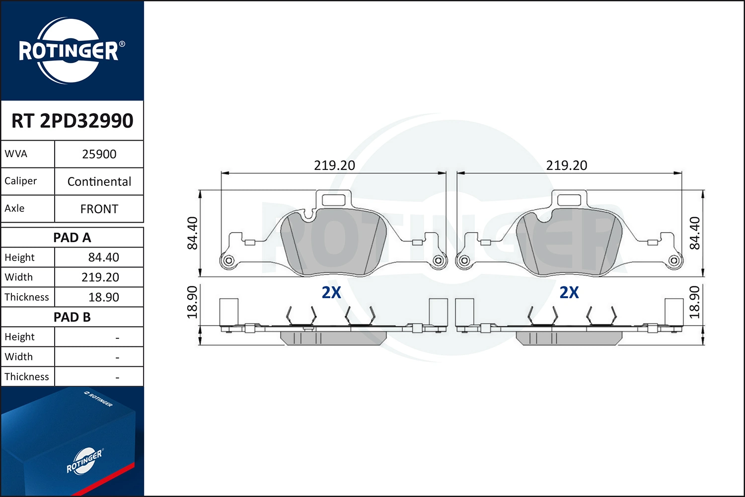 ROTINGER fékbetétkészlet, tárcsafék - RT 2PD32990 - TothCarparts