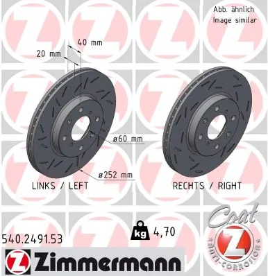 ZIMMERMANN féktárcsa - 540.2491.53 - TothCarparts