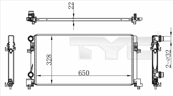 TYC hűtő, motorhűtés - 737-0073 - TothCarparts