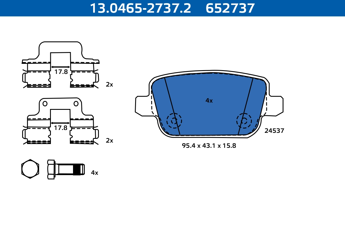 ATE-APAC fékbetétkészlet, tárcsafék - 13.0465-2737.2 - TothCarparts