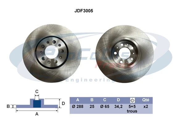PROCODIS FRANCE féktárcsa - JDF3005 - TothCarparts