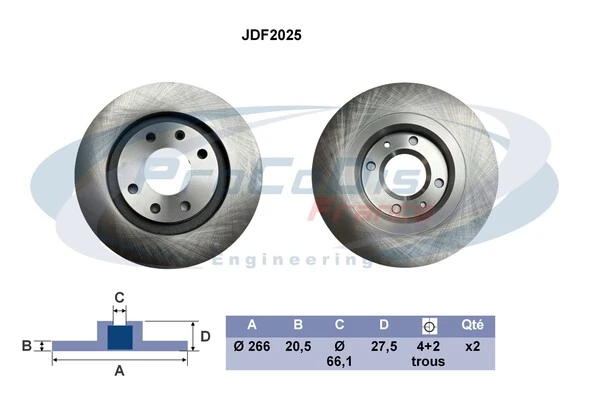 PROCODIS FRANCE féktárcsa - JDF2025 - TothCarparts