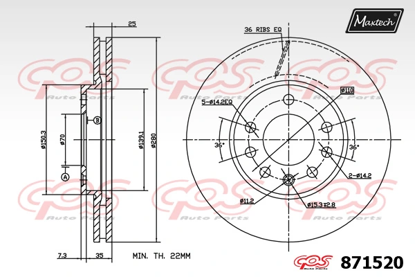 MAXTECH féktárcsa - 871520 - TothCarparts