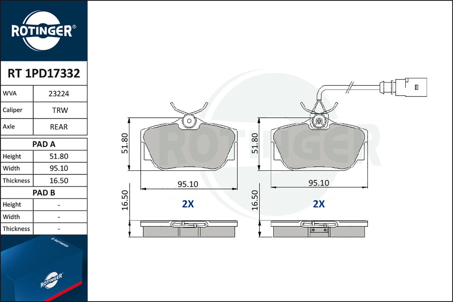 ROTINGER fékbetétkészlet, tárcsafék - RT 1PD17332 - TothCarparts