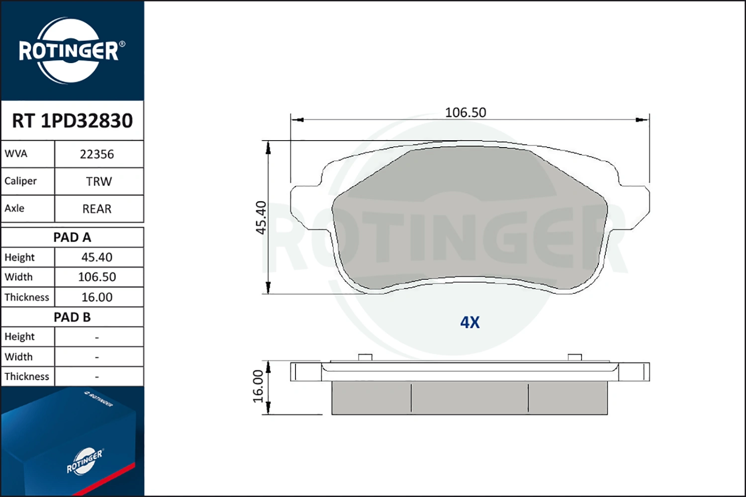 ROTINGER fékbetétkészlet, tárcsafék - RT 1PD32830 - TothCarparts